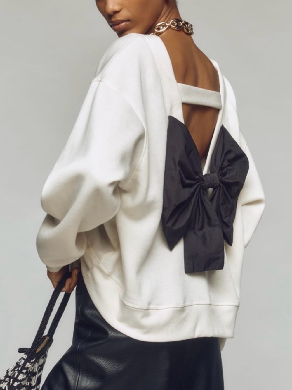 Anthropologie Maeve Bow-Back Oversized Sweatshirt, Size M